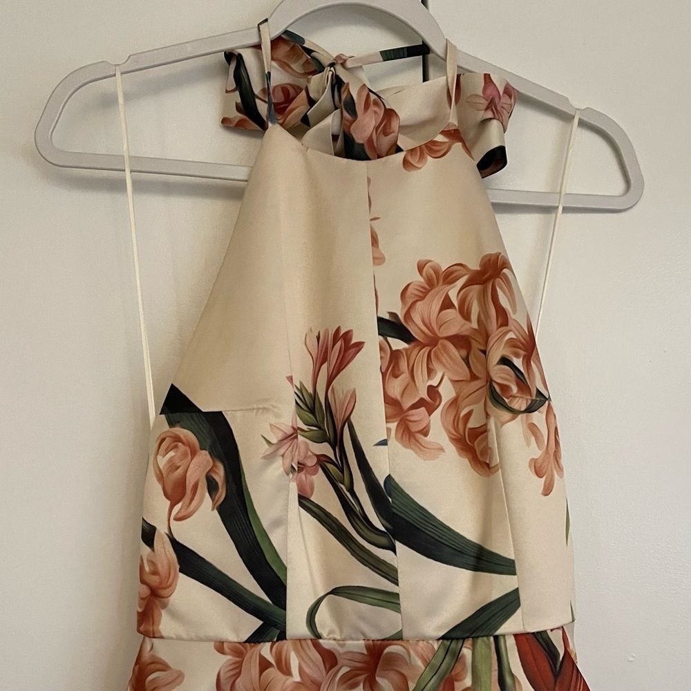 NWOT LULUS  Sunny Centerpiece Cream Floral Print Skater Dress - Picture 5 of 9
